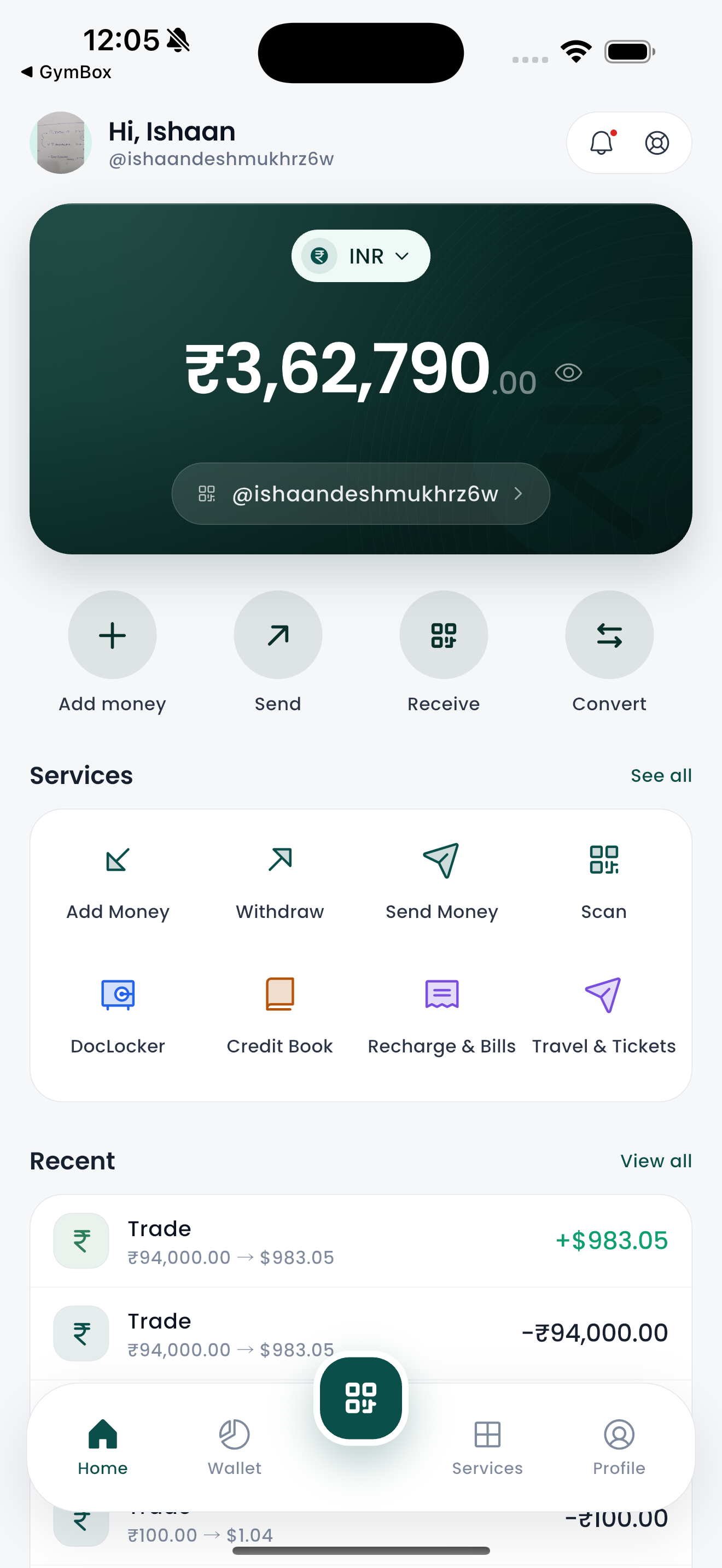 The Payredoo app: balance, quick actions and recent activity